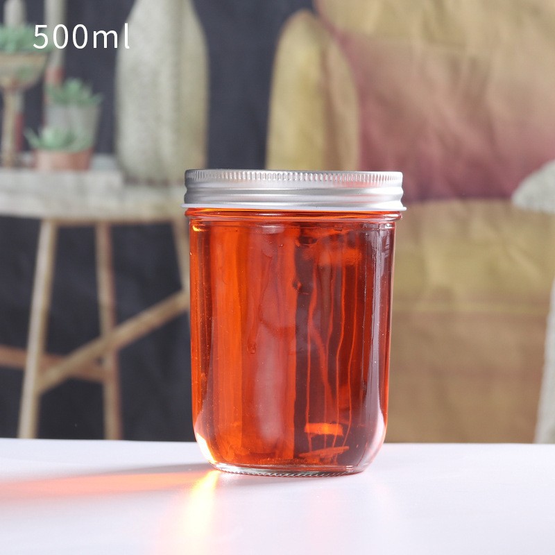 In stock 80ml 100ml 300ml 500ml glass honey storage jar with lid