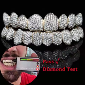 Tùy chỉnh dưới 6 Rose S925 Bạc 10k 14k vàng rắn grillz Iced out vvs moissanite phòng thí nghiệm Grown kim cương grillz cho nam giới phụ nữ - Product Image 3
