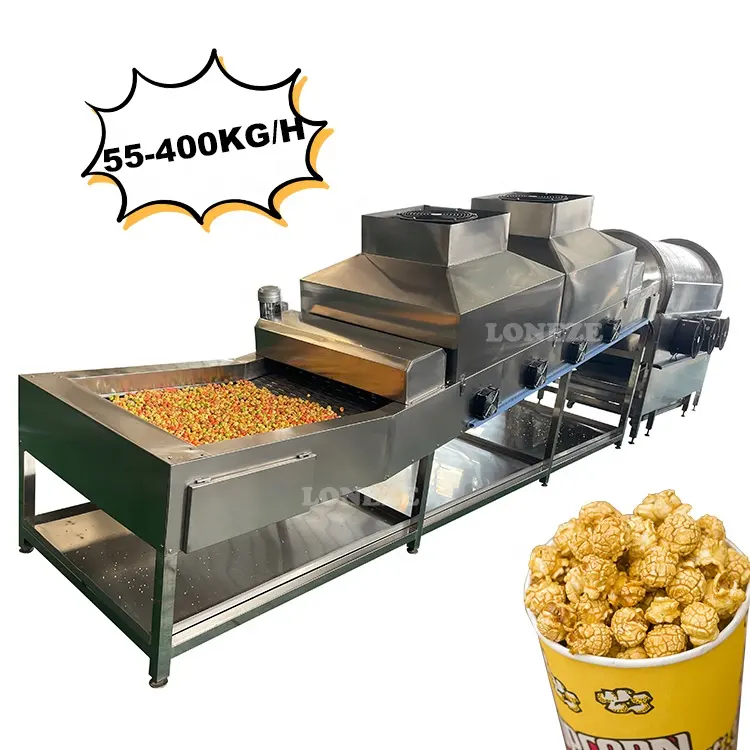 Industrielle voll automatische Karamell-Popcorn-Maschinen Kommerzielle Snack-Pop-Kessel-Mais-Produktions linie zum Verkauf