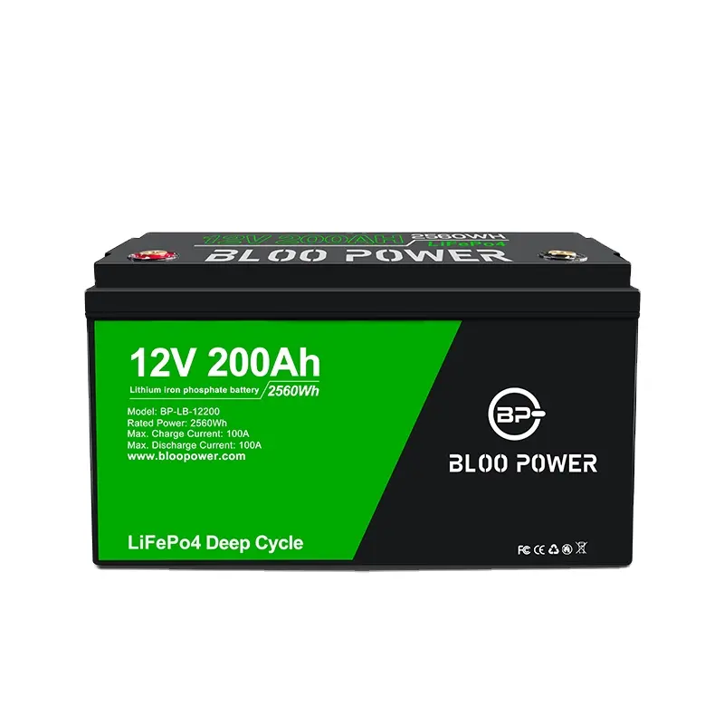 Bloopower 12V 100ah Hete Verkoop Lithium Ion Lifepo4 Zonne-Energie Opslag Batterij Deep Cycle Voor Boot Jacht Rv Trolling Motor
