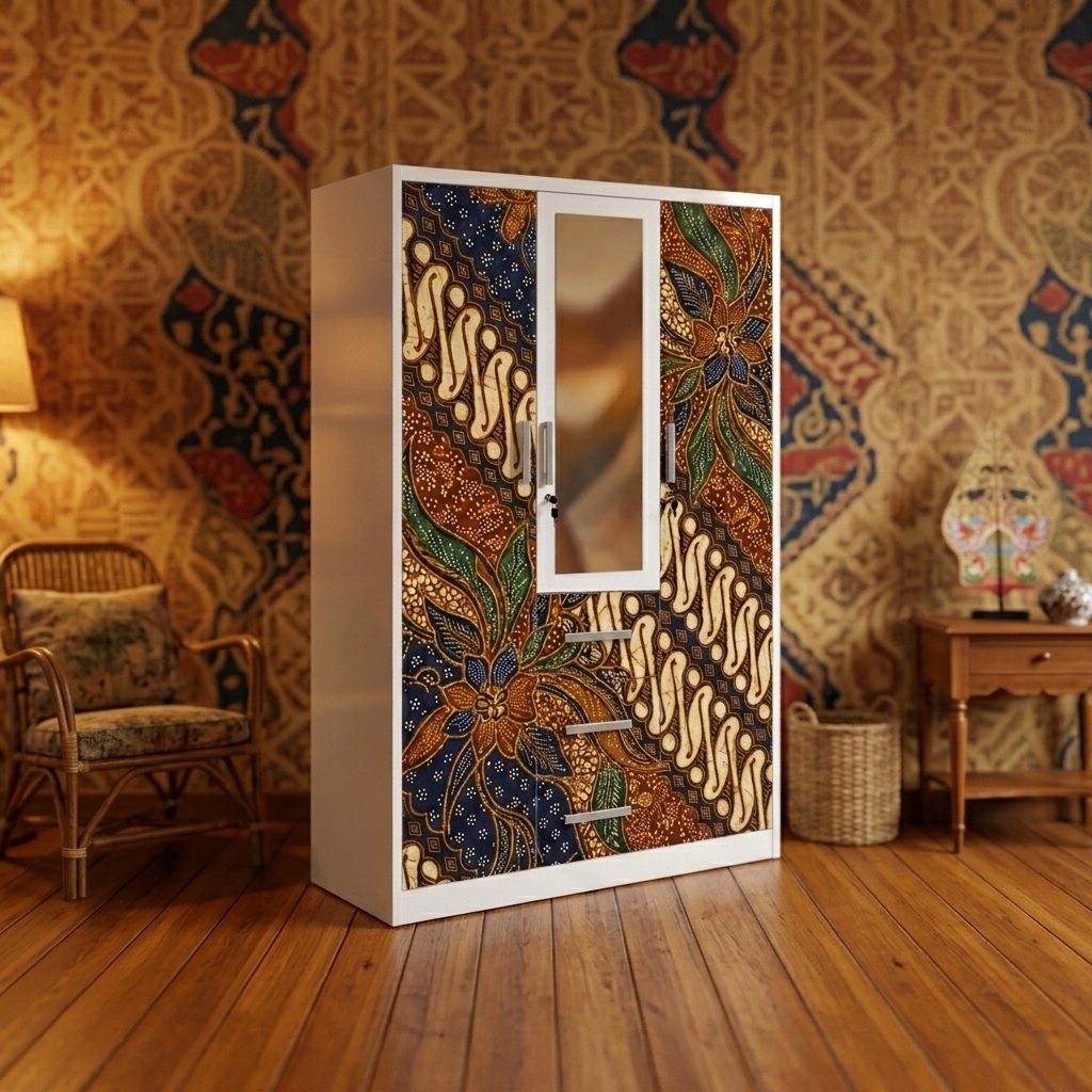 Armoire métallique à motif batik traditionnel