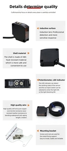 Sensor óptico fotoeléctrico infrarrojo Industrial T20ML para seguridad de puertas e interruptor de detección de objetos, 1 unidad