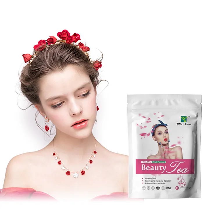 Oem Private Label 7 Dagen Beauty Tea Rose Kruidenhulp Mensen Anti-Aging Gladde Glow Whitening Thee