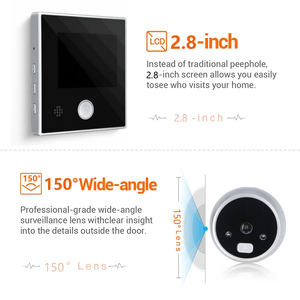 Noston 720P 2,8 Zoll TFT-Bildschirm Türklingel Türloch <span class=keywords><strong>Visual</strong></span> Door phone Guckloch Video Tür Viewer Nachtsicht für Home Security Cam