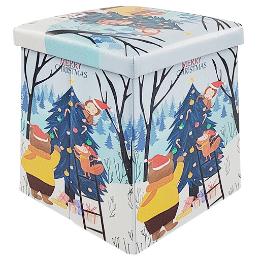 2022 New Christmas ottoman and collapsible foot stool leather pouffe high quality ottoman