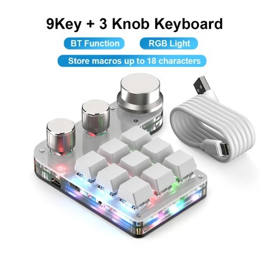 9 9 touches 3 bouton blanc clavier BT RGB