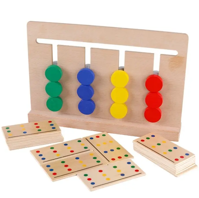 Vier Farben Spiel Kinder frühe Bildung Holz puzzle für Montessori Spielzeug