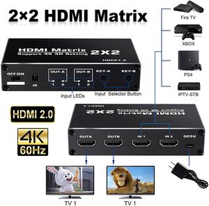 Factory 4K <strong>HDMI</strong> <strong>Matrix</strong> 2x2 <strong>2</strong> in <strong>2</strong> Out <strong>HDMI</strong> Switch Splitter 2port with Remote 4K 30Hz - Product Image 3