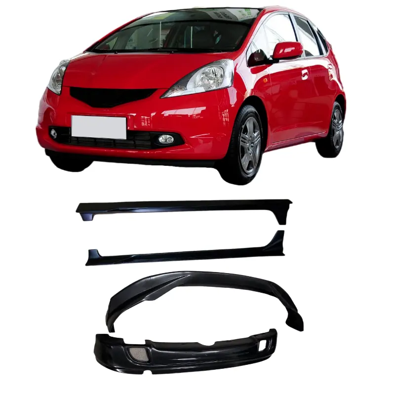 Auto Body Systems Pp Kit de carrocería ancha, labio de parachoques delantero, labio de parachoques trasero y falda lateral para Honda Fit 2009 2010 2011