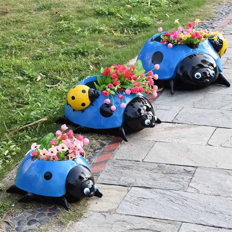 Oggetti artigianali in resina fai da te per la decorazione della casa sette coccinella stellata vaso di fiori architettura del paesaggio cortile ornamenti da giardino