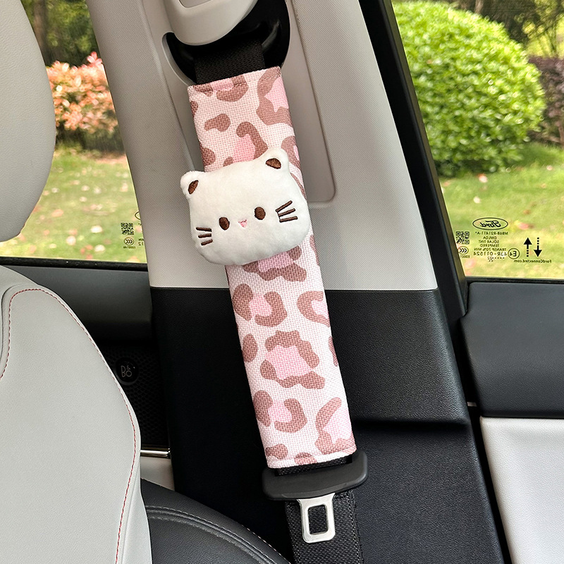 Pink linen leopard print cat shoulder pads