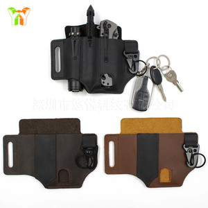 Echt Lederen Heren Taille Edc Gereedschapstassen Mes Riem Zaklamp Holster Schede Voor Outdoor Verdediging - Product Image 6