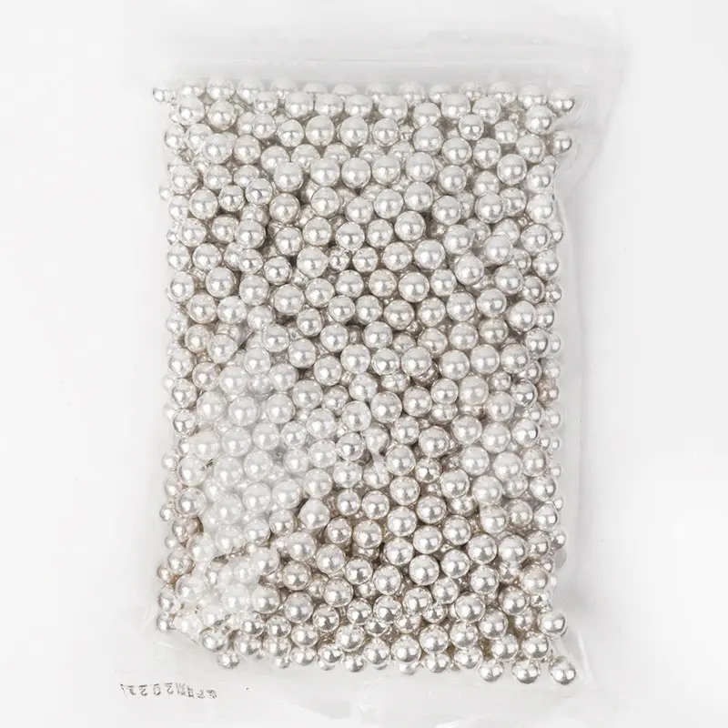 Bolas de azúcar comestibles para decoración de pasteles, suministros de perlas de plata de 4mm y 7mm para decoración de repostería