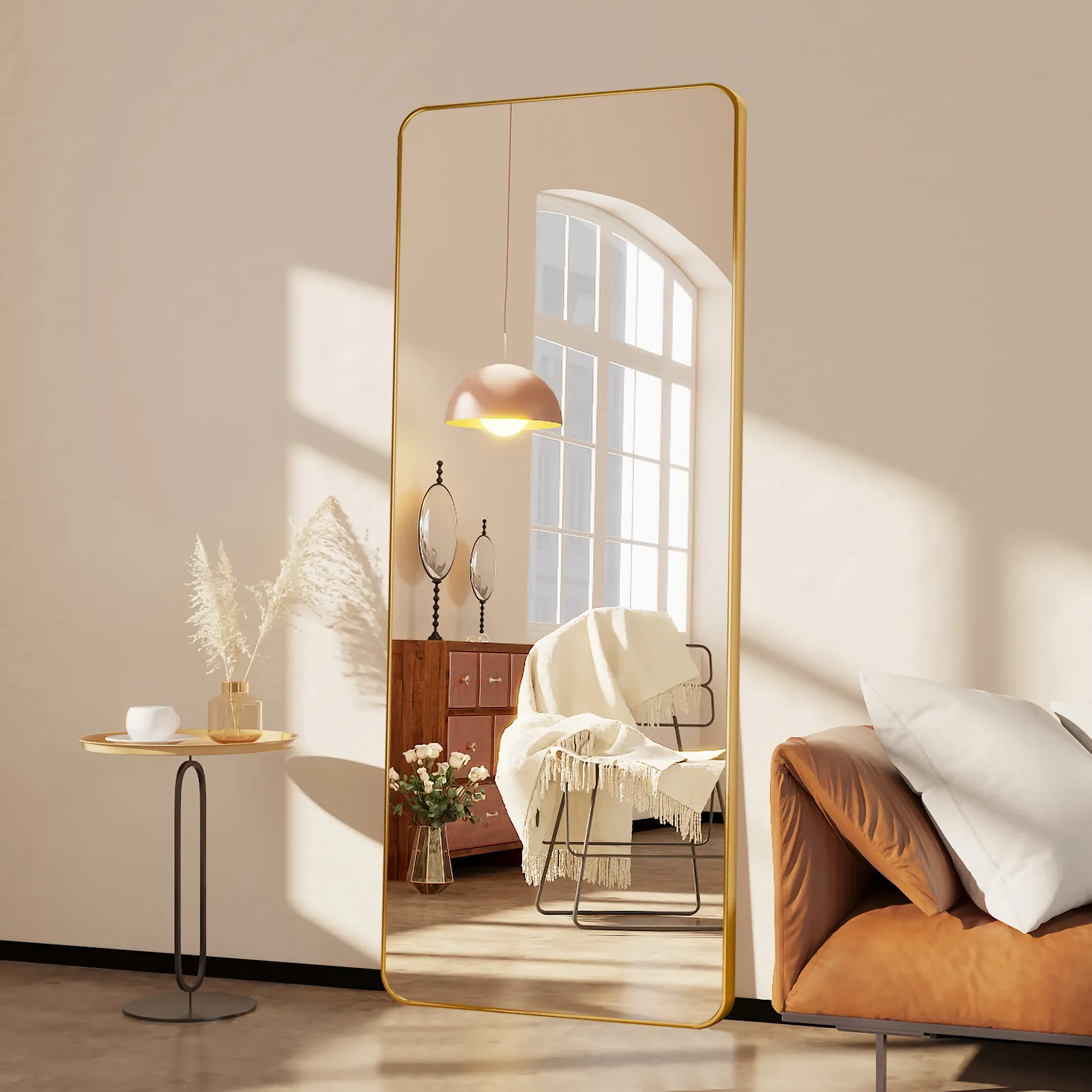 Tamanho completo comprimento salão inquebrável barbeiro sala decoração de luxo quadros piso longo parede espelho parede ouro montagem espejos