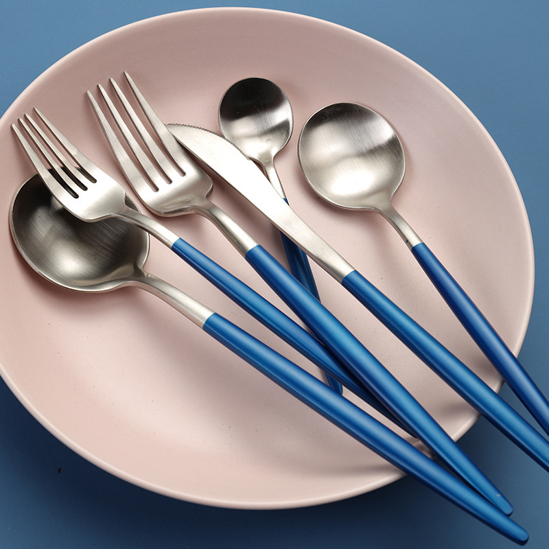 silver +blue handle