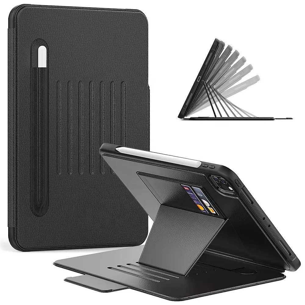 Lightweight PU Leather Trifold Stand Smart TabletケースFlip Cover鉛筆ホルダーCardスロットMagnet 9.7 10.2 12.9インチiPad