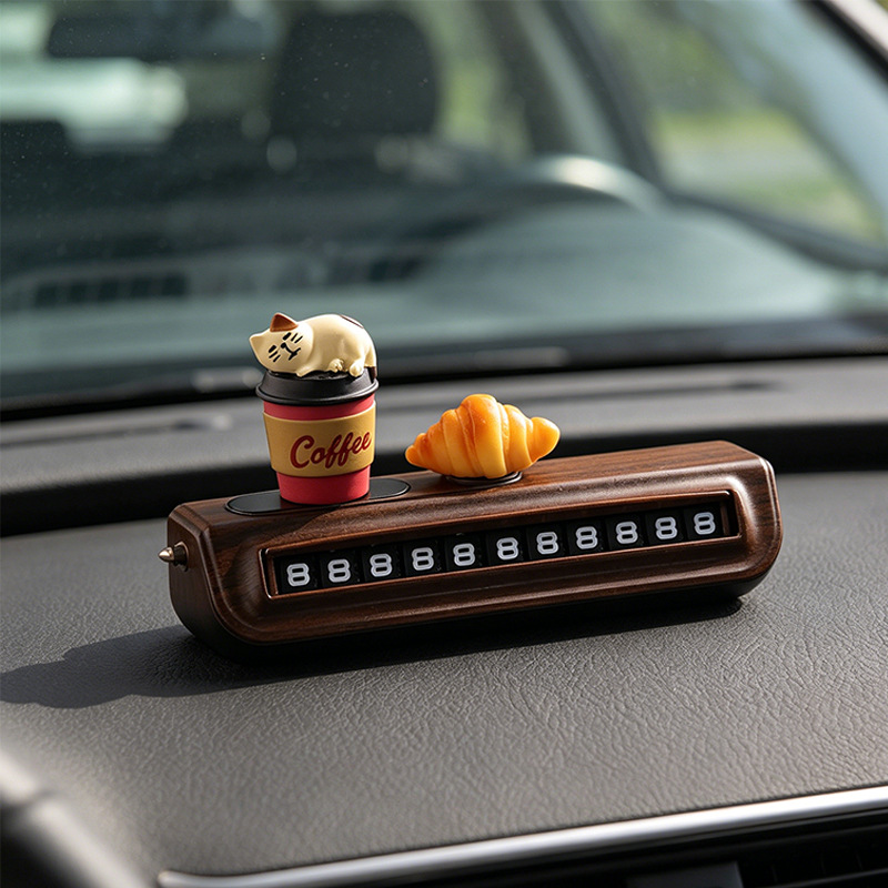 Coffee Cat Croissant Rolling Number Plate