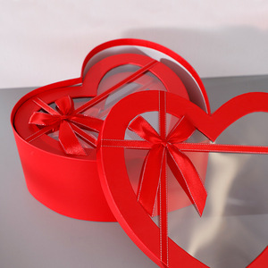 Caja en forma de corazón para arreglos florales Cajas de corazón para flores Juego de 3 Cajas de Regalo anidadas con tapas transparentes para el Día de San Valentín - Product Image 2