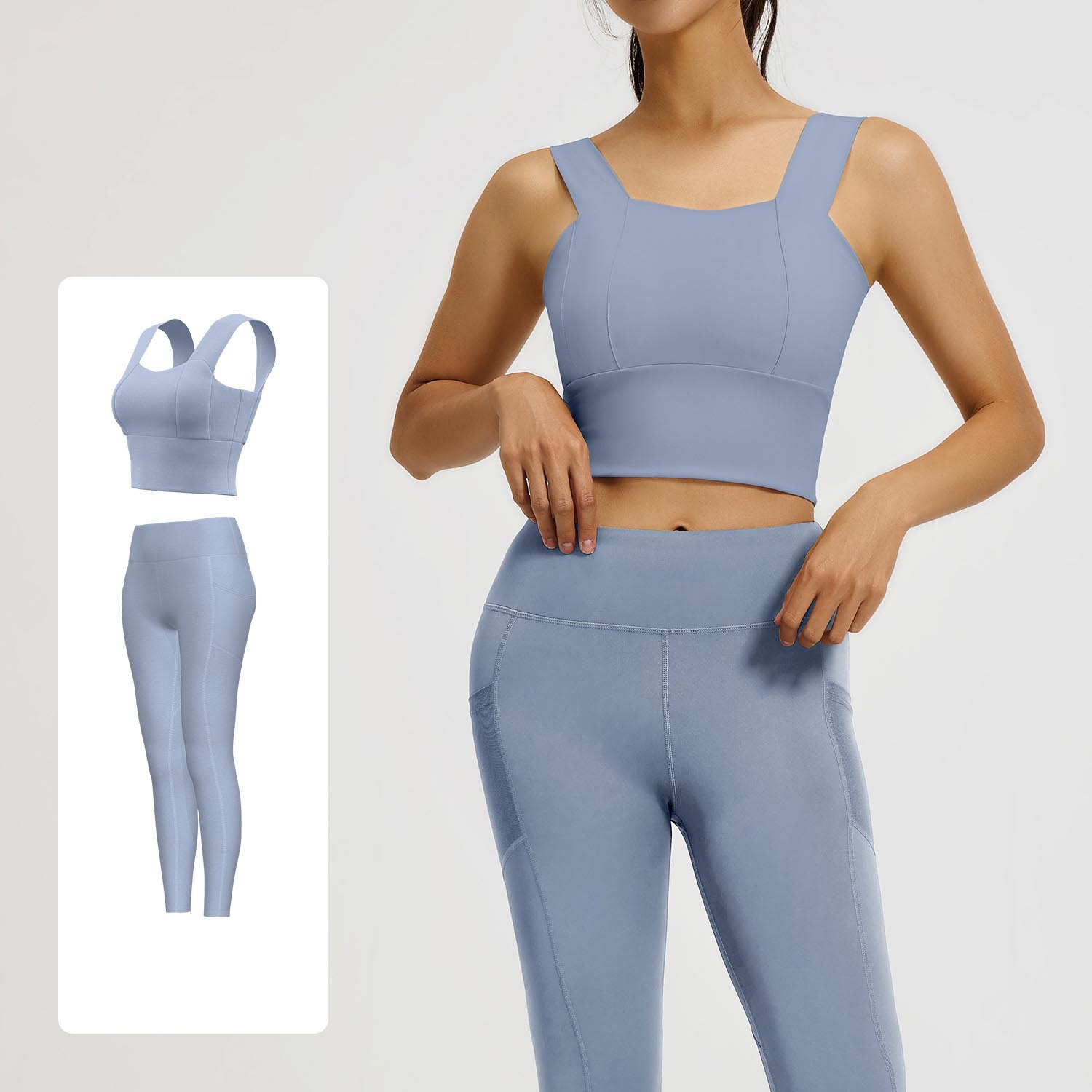 Conjunto azul lago gris