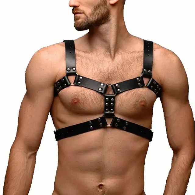 Rave Sexual cuero pecho hombres arnés cinturones ajustable BDSM Gay cuerpo Bondage jaula Lencería fetiche ropa masculina