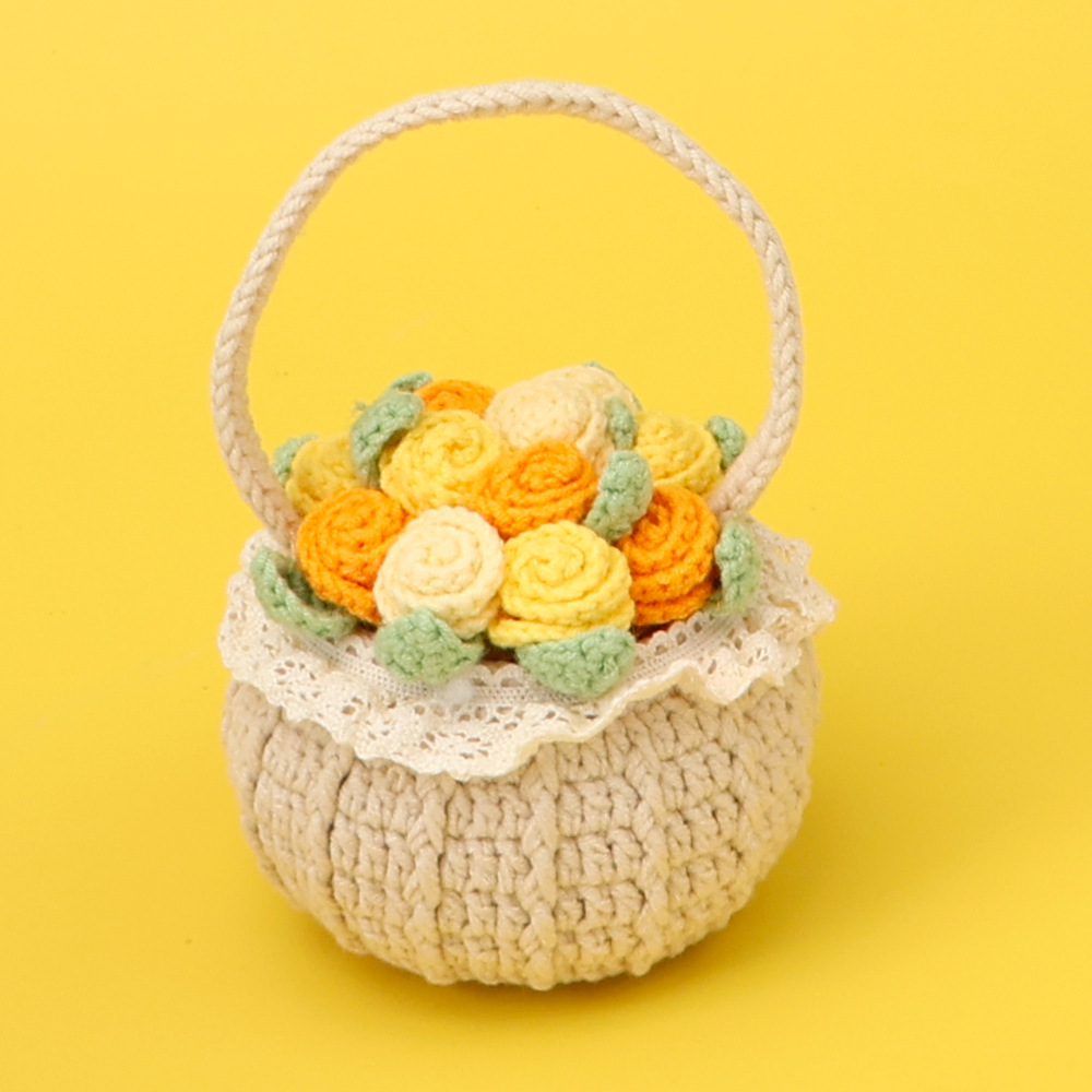 Snow five floral series-rose basket-large yarn pot-gradient yell