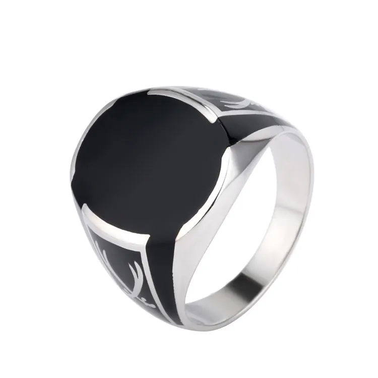 Argento dito smalto nero Mens gioielli Punk ragazzi anelli anelli uomo argento Sterling 925 per uomo