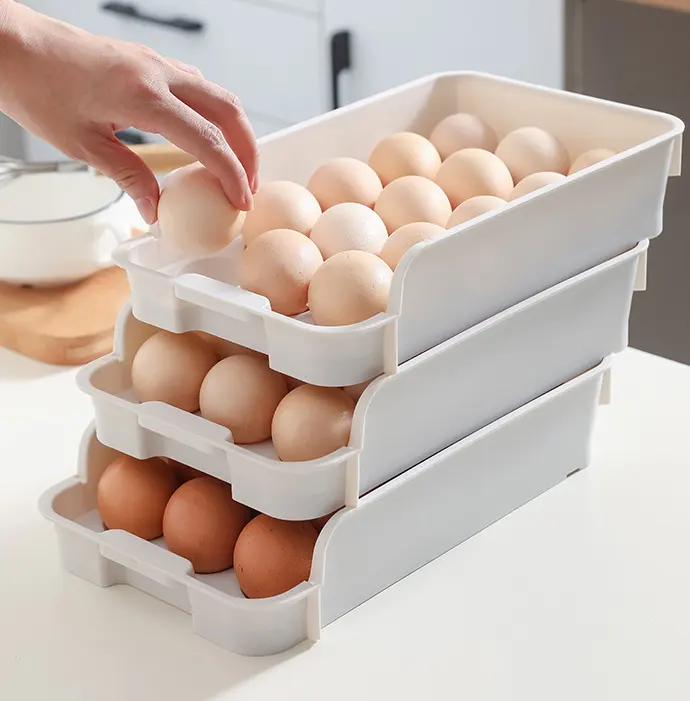 Sáng Tạo Nhà Bếp Nhựa Khay Trứng Stackable Tủ Lạnh Trứng Lưu Trữ Container