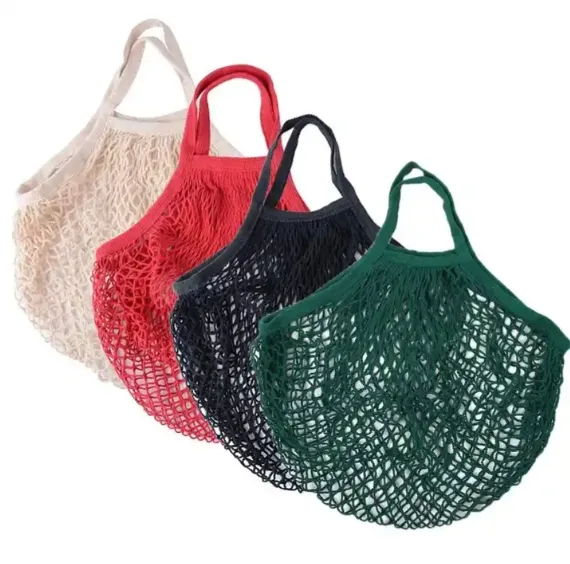Bolsa de algodón reutilizable para embalaje de frutas y verduras, bolsa de lona de gran capacidad, bolsas de supermercado de malla para ir de compras