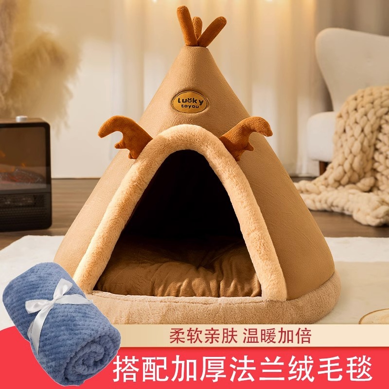 Brown elk lucky (with thick blanket)