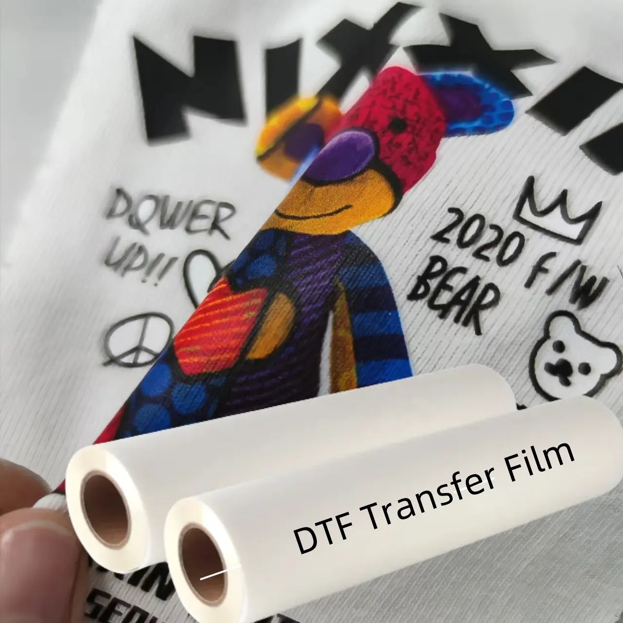 Filme transferível de calor para impressão de papel, filme DTF de glitter para camisetas de algodão, desenho DTF