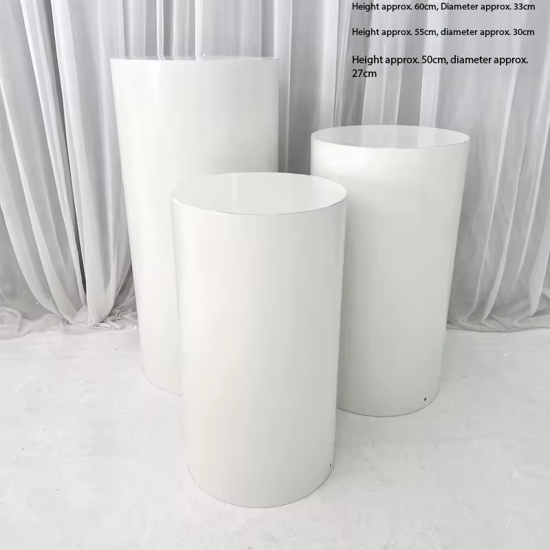 Table à dessert cylindrique blanche, petit ensemble 3 pièces