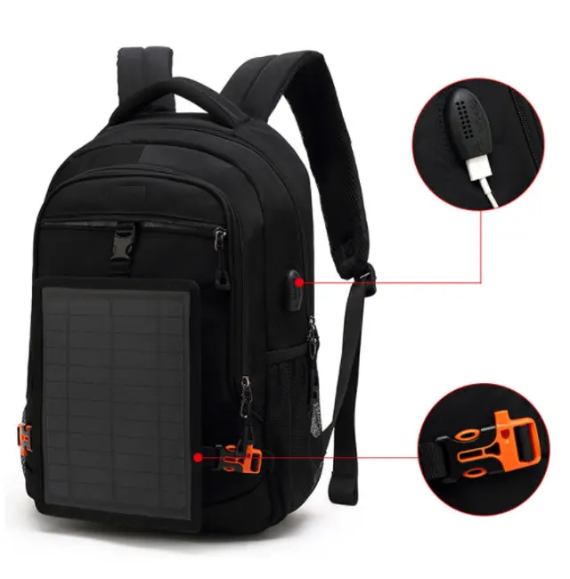 Surya Ransel Tahan Air dengan Panel Tenaga Surya/Solar Panel Charger USB Port untuk Hiking Camping Besar Perjalanan Ransel Kamuflase Warna