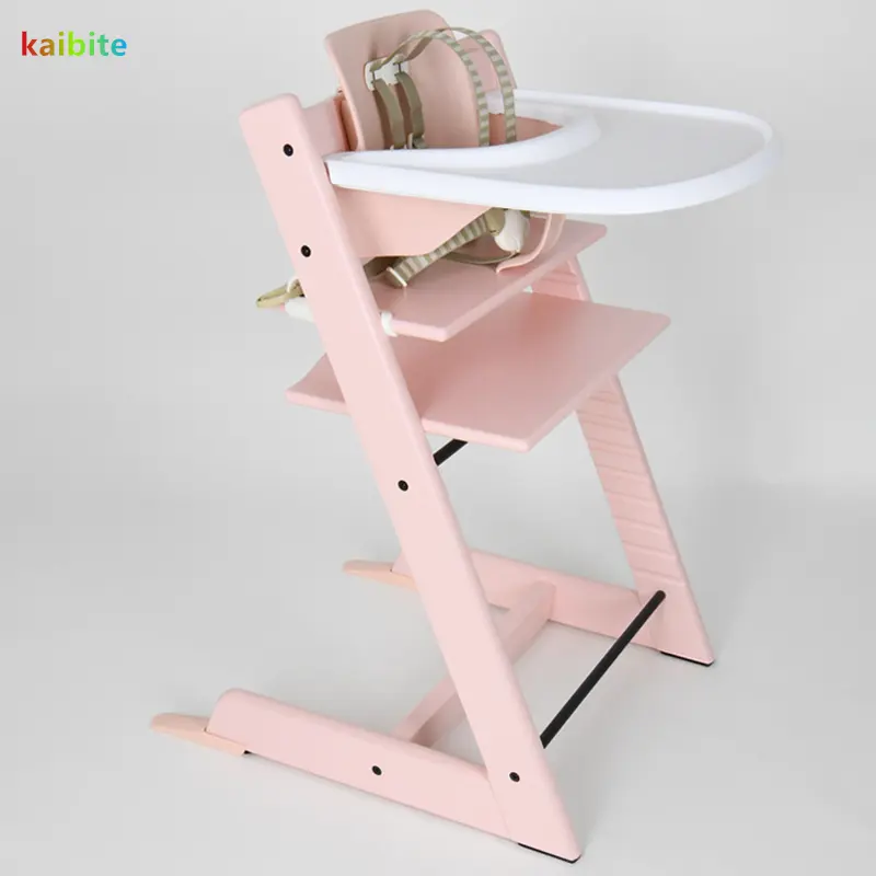 Chaise haute de salle à manger en bois massif pour bébé fille rose Chaise de salle à manger pour bébé design en bois