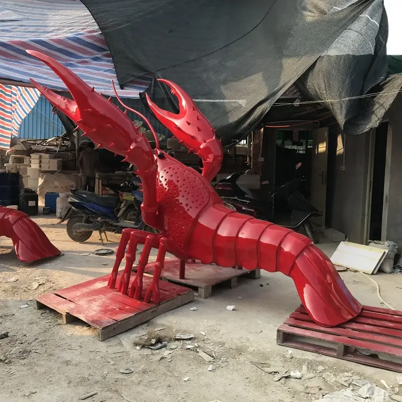 Fiberglass lobster statue custom Marine animal sculpture factory Outdoor park decoration Cartoon figure
