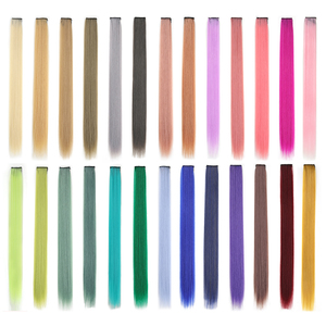 วิกผมสังเคราะห์ทนความร้อนสูงมีหลายสีสไตล์ผมต่อแบบคลิปหนีบตรง - Product Image 1