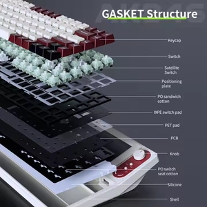 AJAZZ AKP846 Pantalla con cable 950g Estructura de junta de 84 teclas Controlador personalizado programable Pantalla a color QMK Teclado mecánico