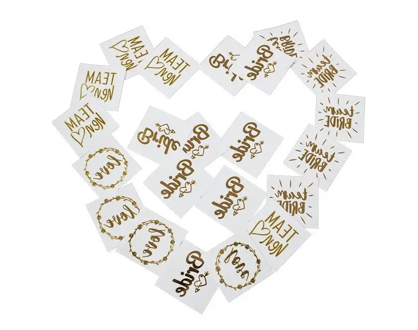 I più venduti Single Party Custom Gold Stamping Sticker Team Bride tatuaggio temporaneo