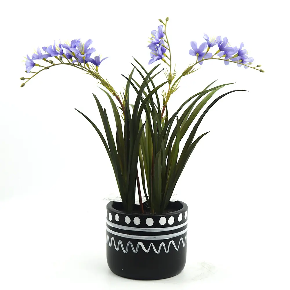 De Nieuwe Zwarte Cement Pot Kunstmatige Winter Jasmijn Bloem Potplanten Decoratie