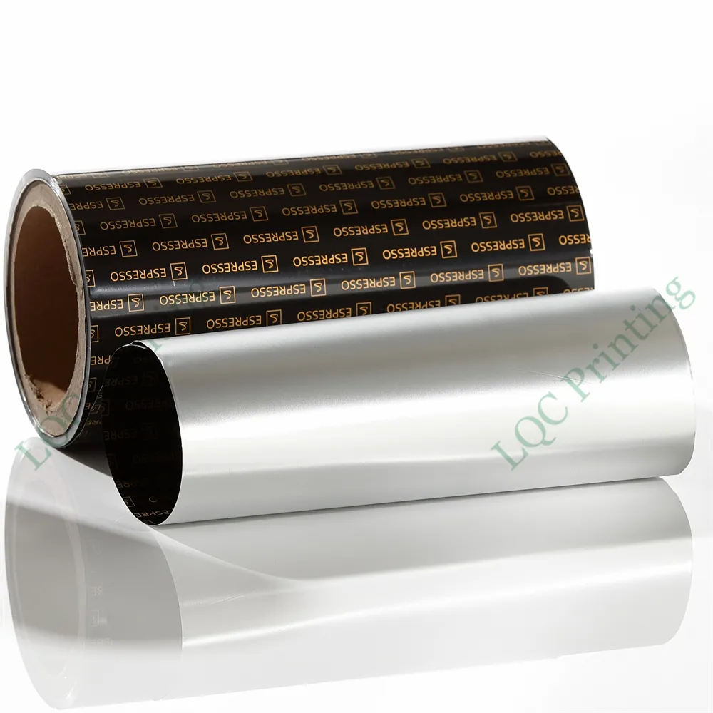 Custom printed metallized foil high barrier single-serve instant coffee capsule flexible rollstock packaging film laminations