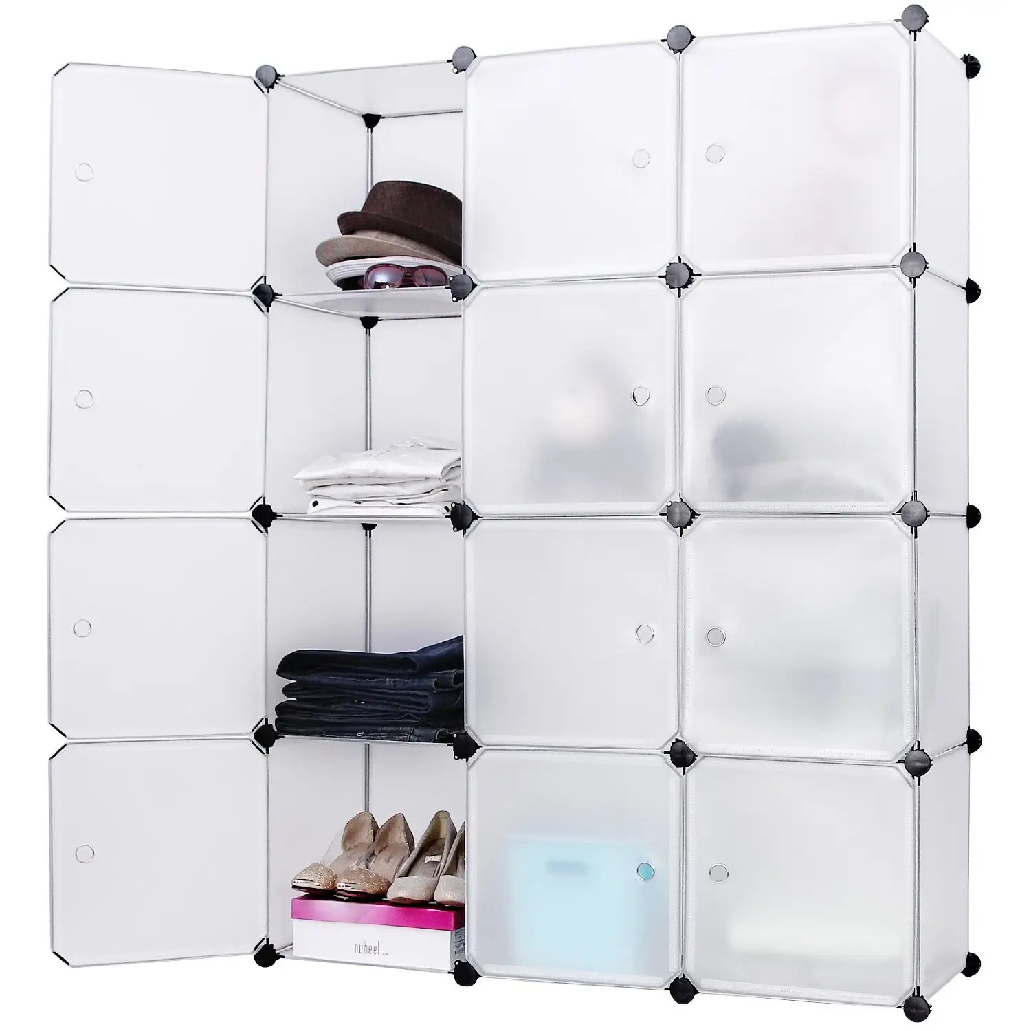 Plastic shelf storage cubes for Clothes, Shoes, Toys and Books, Easy to Assemble