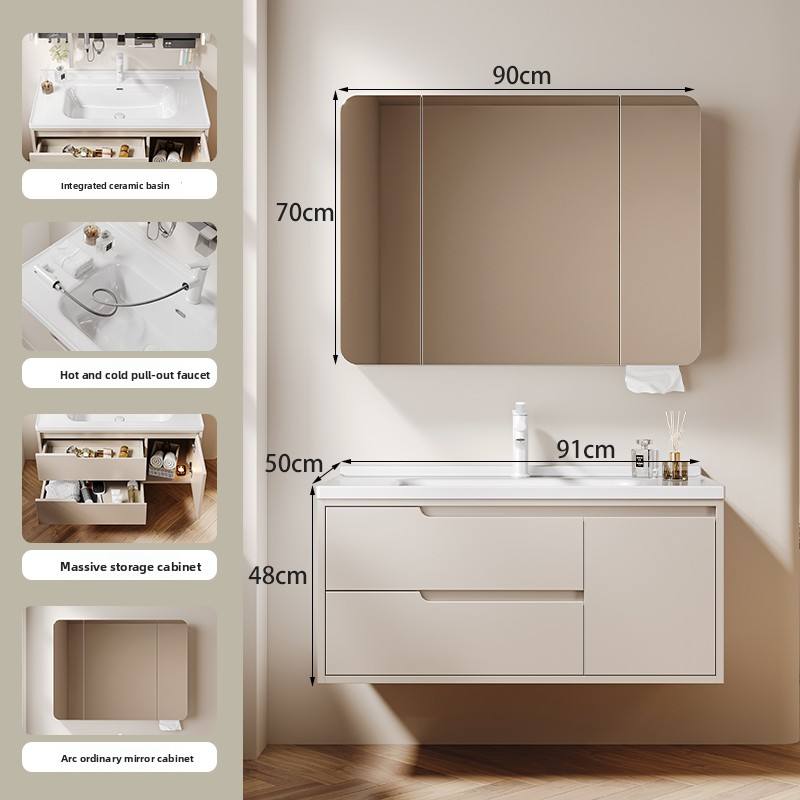 90Main cabinet + Arc-shaped ordinary mirror cabinet