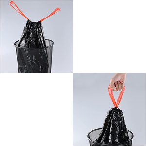 Bolsas de basura de cocina con cordón biodegradable LDPE HDPE respetuoso con el medio ambiente personalizado en rollo con corbata - Product Image 6