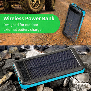 太阳能带4根电缆无线电话5w无线充电电源组usb c微型10000毫安便携式充电器太阳能电源组