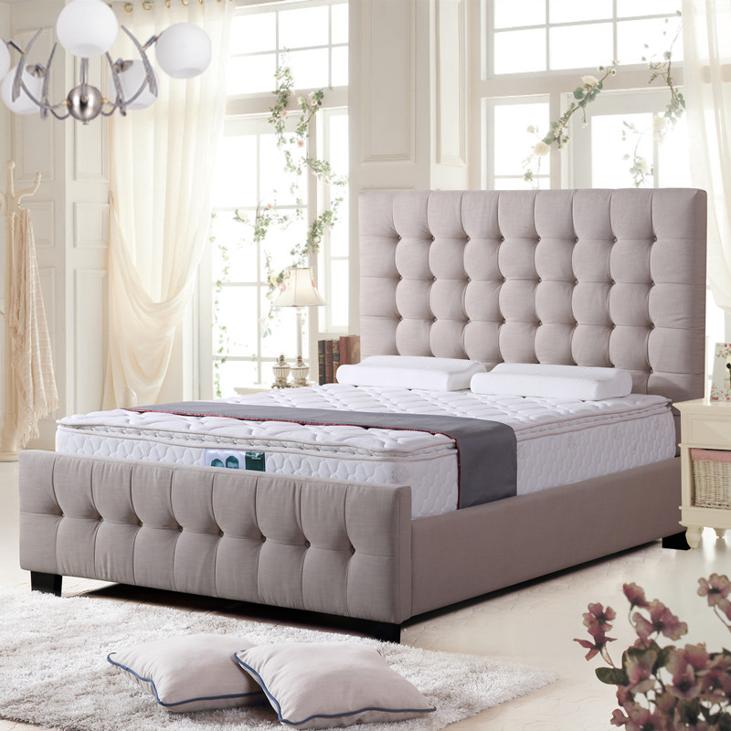 Luxury Queen King Bed Frame Genuine Faux Leather Tufted Headboard Upholstered Platform Bed