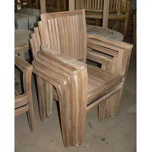 Garden Furniture Stacking Chair , Teak Outdoor Furniture