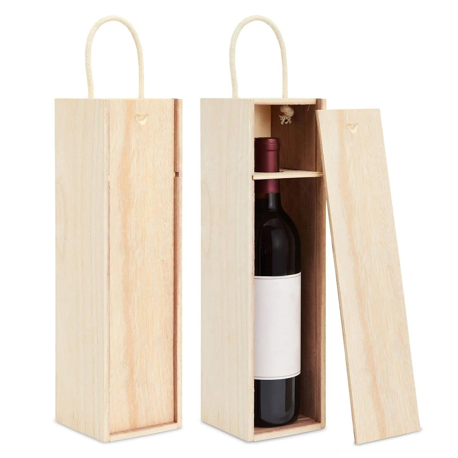 2er Pack unfertige Geschenk boxen für Flaschen leere Geschenk boxen Holz Wein Geschenk box