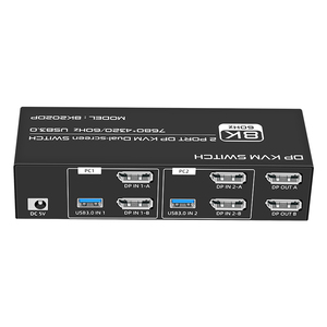 FJGEAR-Conmutador KVM de doble pantalla, puerto de visualización personalizado de 2 puertos, 7680 4320 X/60Hz, 2 puertos, 8K, DP, USB 3,0 - Product Image 1