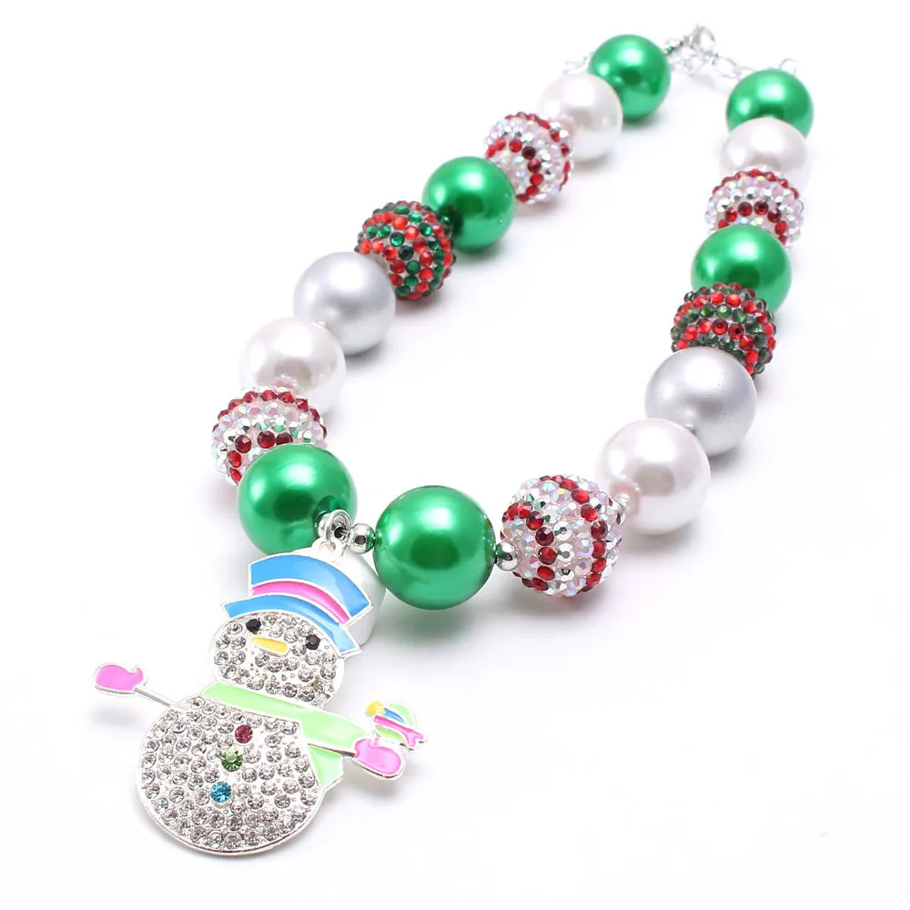 Collier pendentif de bonhomme de neige pour enfant, vente en gros, en perles, bijou pour les petits, nouvelle collection de