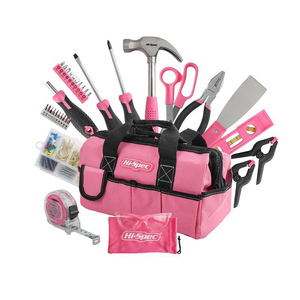 DD3296 Home Repairing Tool <strong>Kit</strong> With Wide Mouth Open Storage Tool Bag Hand DIY 130-Piece Pink Tool Set for Women - Product Image 4