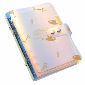 6-Raccoglitore Ad Anelli Copertura Riutilizzabile Notebook Shell con Chiusura A Bottone A Pressione per Anello-Bound Planner Pagine in Abbagliante arcobaleno di colore